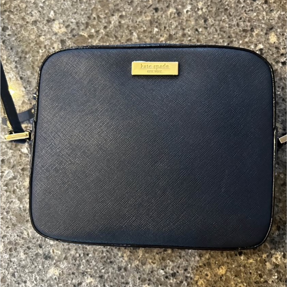 Kate Spade Navy Messenger Bag with Gold Details